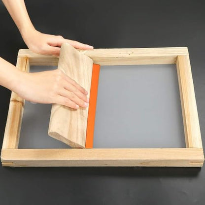 Caydo 31 Pieces Screen Printing Starter kit Include 4 Different Size of Wood Silk Screen Printing Frame with 110 Mesh, Squeegees, Inkjet Transparency Film, Ink Knife, Gloves and Mask Tape - style: 31pcs