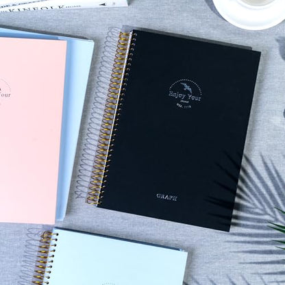 FLYING EAGLE 8.5 x 11 Large Graph Notebook Journal Spiral Graph Grid Notebook 210 Pages Hardcover Graph Notebook Engineering Paper Notebook Graphing Notebook for Men Women, Black - color: Black, size: Graph
