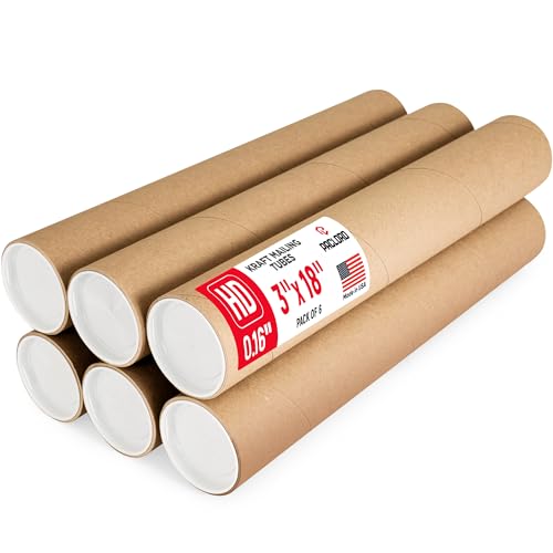 3" x 18" Heavy-Duty Reinforced Cardboard Mailing Tube, Pack of 6 Tubes with 12 Caps – Secure USPS Approved – Great for Shipping and Storing of Prints, Artwork, Posters or Documents - color: Heavy-Duty, size: 3" x 18"