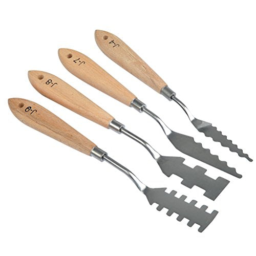 FOCCTS 13 Pcs Palette Knife Set, Stainless Steel Spatula Knives, Wooden Handle Painting Pallet Knife Set for Oil, Acrylic Mixing, 13 Distinctive Blade Shapes