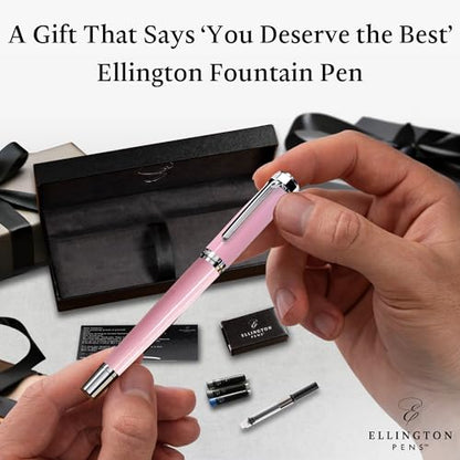Ellington Pens Luxury Fountain Pen Set - Extra Fine Nib - Includes 3 Ink Cartridges, Refillable Ink Converter, Gift Box - Fountain Pens For Writing, Calligraphy, Journaling, Sketching (Rosy Flair) - color: Rosy Flair, style: Extra Fine