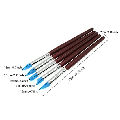 HAJXZH Set of Silicone Shapers Tools 5PCS Rubber Tip Silicon Brushes Silicone Brush Pottery Tool Used for Painting Smearing Clay Modeling Carving Pottery Mud Remove Fingerprints