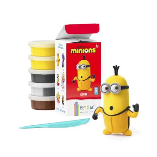 HEY CLAY Minions - Colorful Modeling Air Dry Clay for Kids - Air Dry Clay Kit 5 Cans and Sculpting Tools with Fun Interactive Instructions App - Age 3 and up (Kevin) - style: Kevin