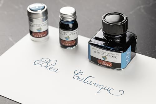 Jacques Herbin 13014T - 30ml Bottle of Ink for Fountain Pens and Rollerball Pens - Bleu Calanque - color: Turquoise, size: 1 fl oz
