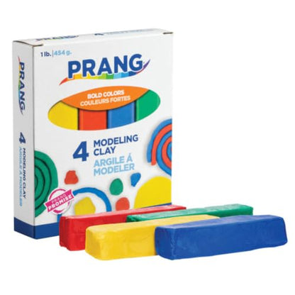 Prang Modeling Clay, Primary Set, 1 lb. Box, Case of 12 Boxes | 1/4 lb. Sticks of Red, Blue, Green, and Yellow, Pliable, Non-Hardening, Non-Staining, Easy Clean-Up - color: Primary Colors, size: 1 lb. (Pack of 12)