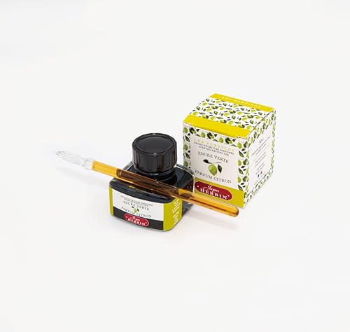 Elban HERBIN hb13736 Scented Ink, 1.0 fl oz (30 ml), for Fountain Pen, Glass Pen, Dip Pen, Lemon Green - color: Lemon Green, size: 1 fl oz