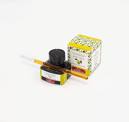 Elban HERBIN hb13736 Scented Ink, 1.0 fl oz (30 ml), for Fountain Pen, Glass Pen, Dip Pen, Lemon Green - color: Lemon Green, size: 1 fl oz