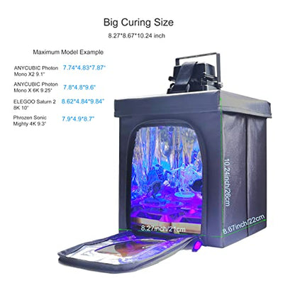 3D Printer Resin Curing Station DIY Curing Enclosure with UV Light UV Lamp Solar Turntable for 405nm UV Resin SLA DLP LCD 3D Printer Solidify Model