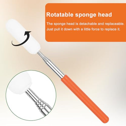 2pcs Telescoping Sponge Stick for Pottery, Retractable Ceramic Sponge Stick Extend up to 28.35in for Cleanup Excess Water from Tall or Narrow Pottery (Small)