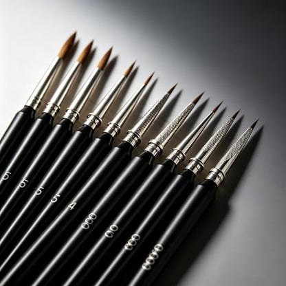 Detail Paint Brushes, 11Pcs Detail Brush Set, Miniature Paint Brushes for Fine Detailing & Art Painting, Suitable for Acrylic, Watercolor, Oil, Models, Paint by Numbers and DIY Craft Projects