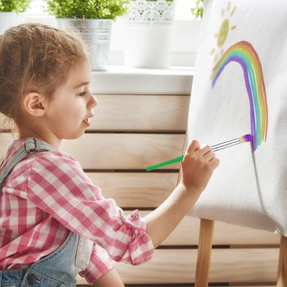 YGAOHF Kids Paint Brush Set, 10 Pcs Round and Flat, Easy Hold and Clean Toddler & Preschool Brushes for Acrylic, Oil, Watercolor, Washable Paint - color: 10pcs