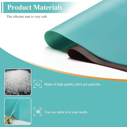 Silicone Mats, 2Pcs 15.7"x 11.8"x 0.03" Green Silicone Table Mat, Silicone Placemats for Baking, Kitchen Counter, Jewelry - color: Green, size: 15.7"x 11.8"