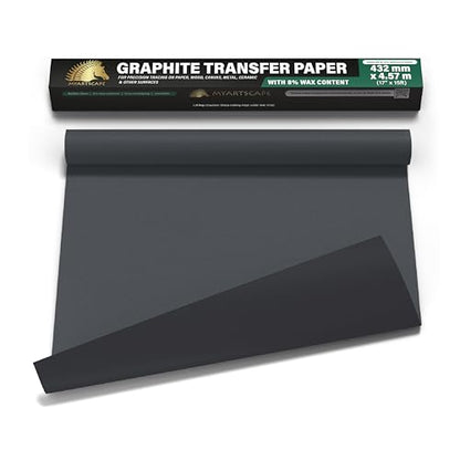 MyArtscape Graphite Transfer Paper Roll - Black Waxed Carbon Paper 17" x 15ft Transfer Paper Roll, Graphite Paper - size: 17" x 15ft