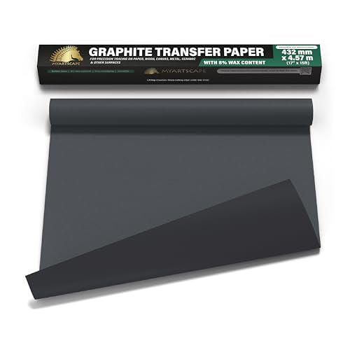 MyArtscape Graphite Transfer Paper Roll - Black Waxed Carbon Paper 17" x 15ft Transfer Paper Roll, Graphite Paper - size: 17" x 15ft