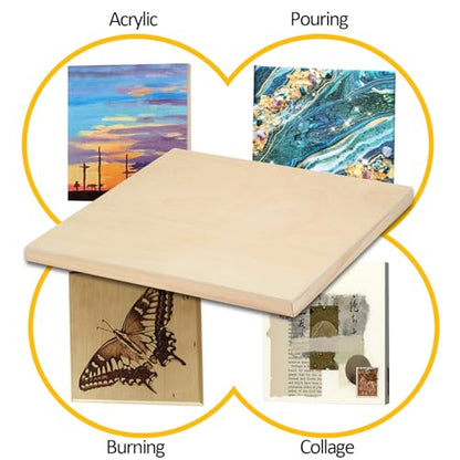 Falling in Art 2 Pack Unfinished Wooden Canvas Panels, 36x48 Gallery Birch Wood Panels Kit, 1 1/2" Deep Art Cradle Boards for Acrylic Painting, Pouring and Burning - size: 36*48 2 Pack