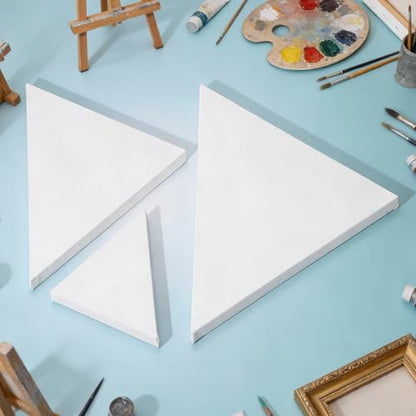 PATIKIL 2 Pcs Triangle Shaped Canvas Board, 8''x8'' Blank Painting Board Panels Pure Cotton Stretched Canvas for Painting Acrylic Oil Creative Art Projects, White - size: 8''x8''