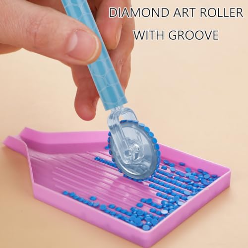 2 Sets Diamond Painting Pen Wheel Tools– Diamond Art Roller with Groove & Placer Tips for for Efficient DIY Craft Gem Art
