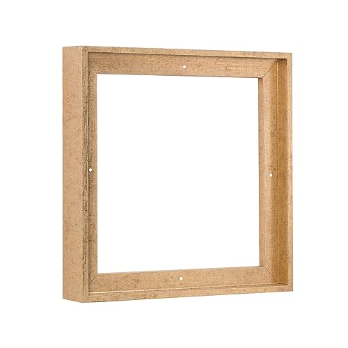 Pixy Canvas Floater Frame 4x4 for 1-1/2 (1.5) inch Deep Canvas Paintings/Canvas Prints/Wood Canvas Panels/Wall Art/Wall Decor/Home Decor/Artwork (Scratched Gold & Cream, 4 x 4 inch, Square) - color: Scratched Gold & Cream, size: 4 x 4 inch