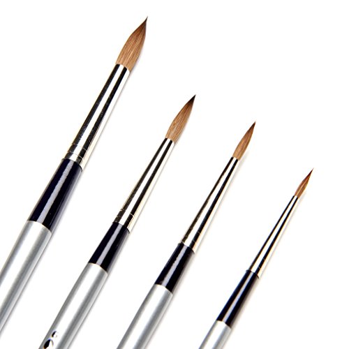 AIT Art Select Paint Brush Set - 4 Pure Russian Red Sable Round Paint Brushes - Handmade in Germany Set for Superior Results with Oil, Acrylic, and Watercolors