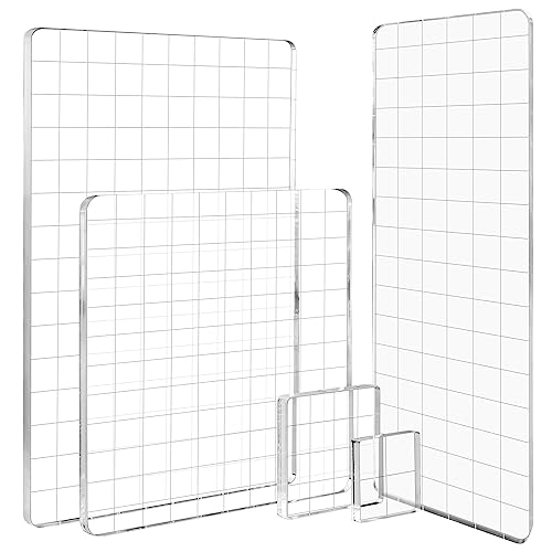 Briartw 5 Pieces Acrylic Stamp Block Clear Stamping Tools Set with Grid Lines for Scrapbooking Crafts Card Making,Clear Acrylic Stamp Block Kit with Grid Lines, Assorted Sizes,Thickness 5mm - color: 5 Pcs Smooth Edge