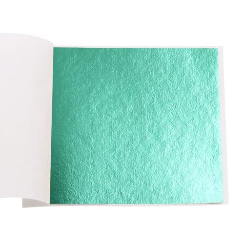 KINNO Gold Leaf Sheets - 100 Sheets, Cyan Gold Foil for Arts, Decoration, Gilding, Handcrafts, Picture Frames, Paintings, Furniture, Wall (3.15 x 3.35 Inches) - color: Cyan