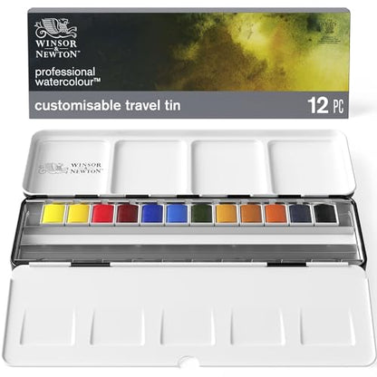 Winsor & Newton Professional Watercolor Paint Set, Black Box Set, 12 Half Pan - style: Black Box 12 Half Pan