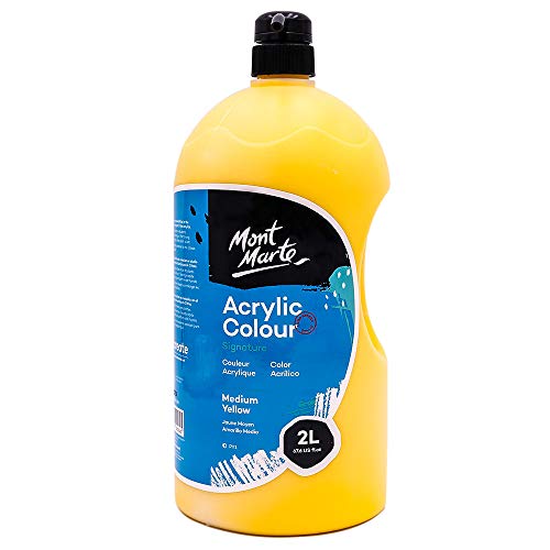 Mont Marte Discovery School Acrylic, 1/2 Gallon (2 Liter). Ideal for Students and Artists. Excellent Coverage and Fast Drying. Pump Lid Included. (Medium Yellow) - color: Medium Yellow