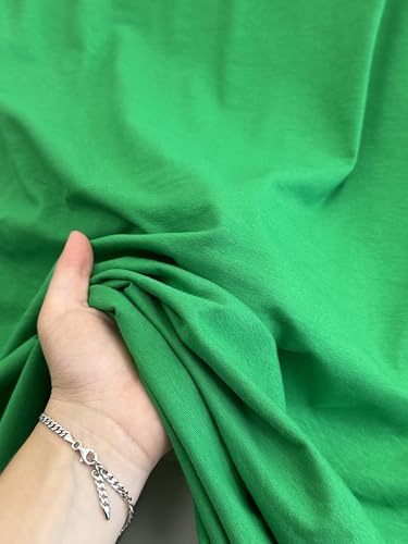 Cotton Jersey Spandex Fabric - Soft - Breathable - All Way Stretch Fabric - Medium Weight - Perfect Choice for Baby Grow, Tshirts, and Cotton Jersey Sheets - 58 Inches Wide - 1 Yard (Kelly Green) - color: Kelly Green