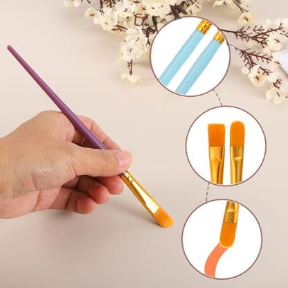 PATIKIL Paint Brushes Set, 100Pcs Acrylic Paint Brush Nylon Hair for Watercolor Oil Painting Miniature Detailing Rock Painting, Blue - color: Blue