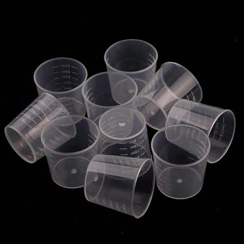 200 Pack 1oz/30ml Plastic Graduated Cups | Transparent Scale Cups with 200 Pack Wooden Stirring Sticks for Mixing Paint, Epoxy, Resin