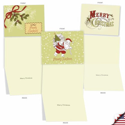 The Best Card Company - 10 Christmas Greeting Cards with Envelopes - Festive, Fun Assorted Holiday Notecards (4 x 5.12 Inch) - Avocado Green Christmas M6646XSG - style: Avocado Green Christmas