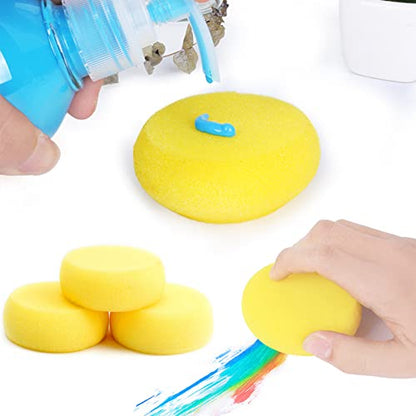 6 Pcs Round Painting Sponge WAFJAMF 2.96inch Yellow Craft Sponges Clay Sponge for Face Painting Art Crafts - size: 6PCS
