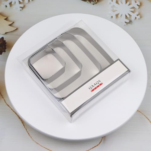 Rounded Square Cookie Cutter Set Large - 5 Inch, 4 Inch, 3 Inch, 2 Inch - Geometric Frame Plaque Cookie Cutters Shapes Molds - Stainless Steel - color: Square-Rounded Corner