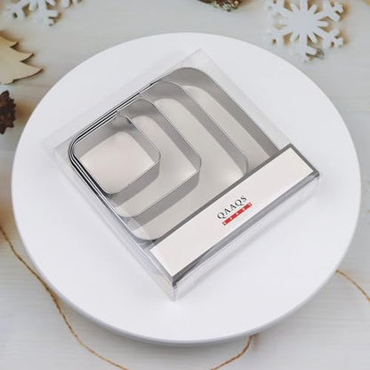 Rounded Square Cookie Cutter Set Large - 5 Inch, 4 Inch, 3 Inch, 2 Inch - Geometric Frame Plaque Cookie Cutters Shapes Molds - Stainless Steel - color: Square-Rounded Corner