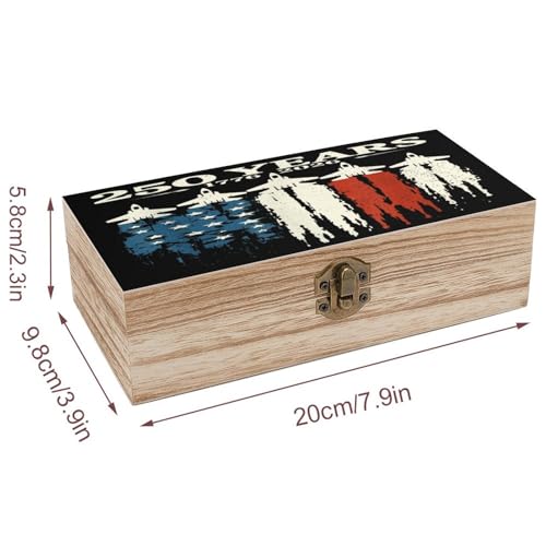 250 Year America Anniversary 1776 2026 Usa Flag Airplane Smoke Jewelry Box Wooden Rustic Multi-Purpose Organizer with Front Clasp for Jewelry, Crafts, Accessories & Small Items - color: style-7