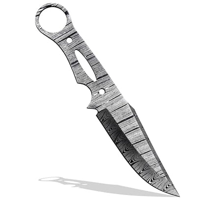 Custom Hand Forged Damascus Steel Blank Blade DIY Knife Making Kit Including G-10 Micarta Scale, Leather sheath, Pins, Scale, Camping Blade Damascus Blade Billet Knife Making Supply (BK-F) - color: BK-F
