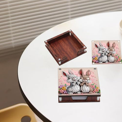 JISHSHAY 2 PCS Diamond Art Note Box Rabbit Diamond Painting Note Pad Holder Animal Gem Painting Gem Art Memo Boxes Mosaic Kits for Adults Embroidery Kit Memo Pad Holder, Contains 120 Sheets of Paper - color: Rabbit