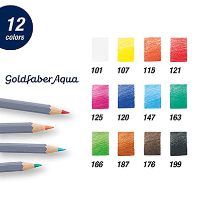 Faber-Castell Goldfaber Aqua Watercolor Pencils - Pre-Sharpened Water Colored Pencils (12 Count)