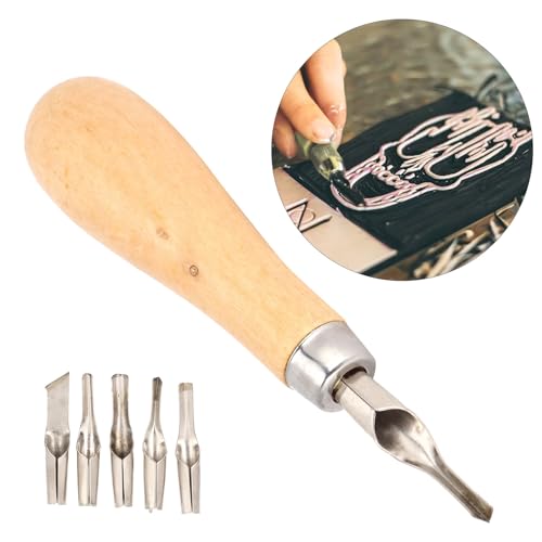 Beufee Linocut Tools, 2 Set Assortment Tools Block Cutters Craft Linoleum Cutter Kit Engraving Knife for Rubber Stamp