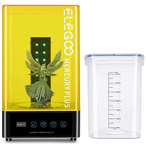 ELEGOO Mercury Plus V2 3D Printing Wash and Cure Station and ELEGOO Standard 3D Printer Resin Grey 1000g