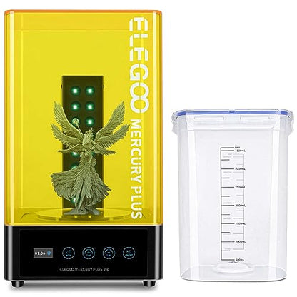 ELEGOO Mercury Plus V2 3D Printing Wash and Cure Station and ELEGOO Standard 3D Printer Resin Grey 1000g