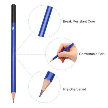 PATIKIL 3B Drawing Pencils for Sketching, 6PCS Sketch Pencils for Drawing Art Pencils Graphite Wood Pre-sharpened for Drawing Sketching Artists - size: 1 Count (Pack of 1), style: 3B