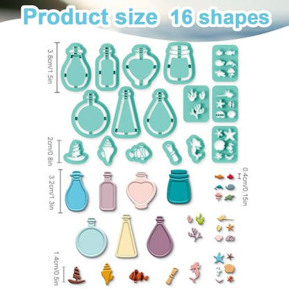 16Pcs Glass Bottle Polymer Clay Cutters Drift Bottle Ocean World Clay Earrings Cutters Polymer Jewelry Cutter for Earrings Making Birthday Party DIY Supplies - style: Glass Bottle