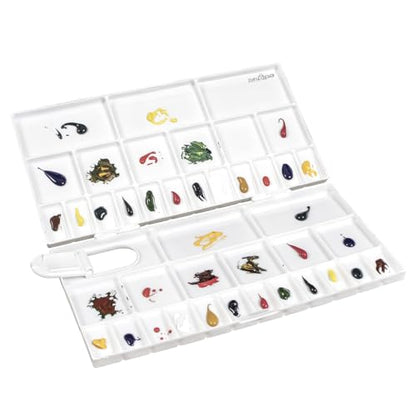 ZAHEPA Paint Tray, Large Paint Palette Box with Thumb Hole, Plastic Paint Tray Palette with 41 Compartments, 24 Wells & 12 Mixing Areas, Watercolor Mixing Tray with Plastic Lid Art Palette for Artists - style: Rectangle - 41 Compartments