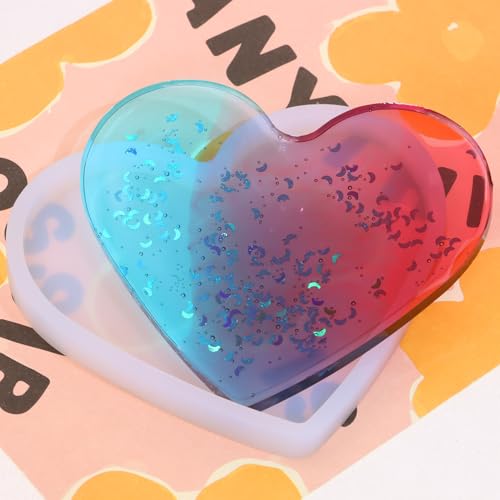 Shapenty 4Inch Resin Heart Coaster Molds Silicone Epoxy Molds for Resin Casting Bowl Mat Trays Valentine’s Day Wedding DIY Home Decoration Crafting Projects (2)