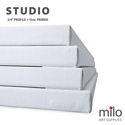 milo Pro Stretched Artist Canvas | 18x24 inch | Pack of 4 | 3/4” inch Thick Studio Profile | Ready to Paint 11 oz Primed Heavy Duty Large Canvas Art Supplies for Painting - size: 18" x 24" Pack of 4