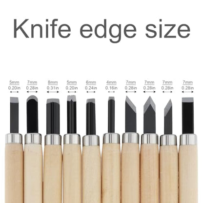 10pcs Professional Wood Carving Chisel Set - Carbon Steel Woodworking Tools, Power Grip Chisels Great for Carving and Woodworking