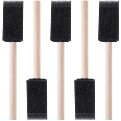 HINZIC 5Pcs Foam Paint Brushes, 1" Sponge Paint Brushes with Wood Handle for Painting, Details, Staining, Varnishes, DIY Crafting