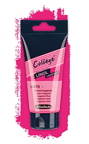 Schmincke - College Linol, Artists' lino Printing Inks, neon Magenta in 75 ml Tube, 39870013, Low-Odour Water-Based lino Printing Ink, lightfast, Even Print - color: Neon Magenta, size: 2.54 Fl Oz (Pack of 1)