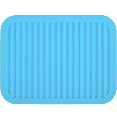 VERSAINSECT 12" Environmental Silicone Mats, Premium Quality Insulated Flexible Durable Non Slip Coasters Hot Pads Hot Dishes, Pots Pans - Waterproof Trivet mat, Tableware Pad, Hygienic Safety, Black - color: Blue